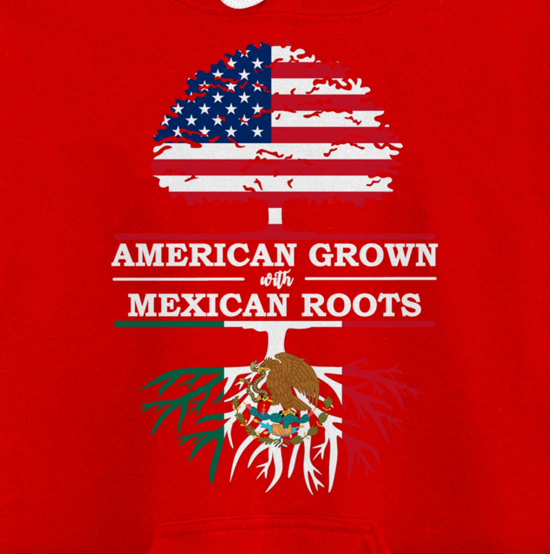 American Grown With Mexican Roots USA Flag Vintage Heritage Pullover Hoodie