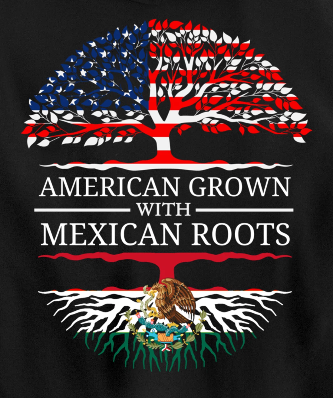 American Grown With Mexican Roots USA Flag Vintage Heritage Pullover Hoodie