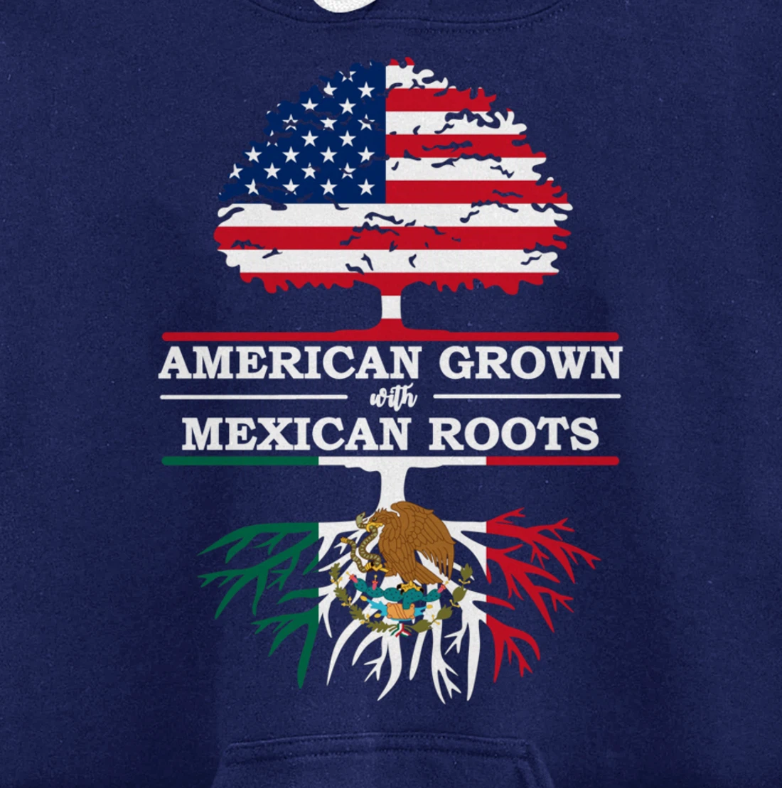 American Grown With Mexican Roots USA Flag Vintage Heritage Pullover Hoodie