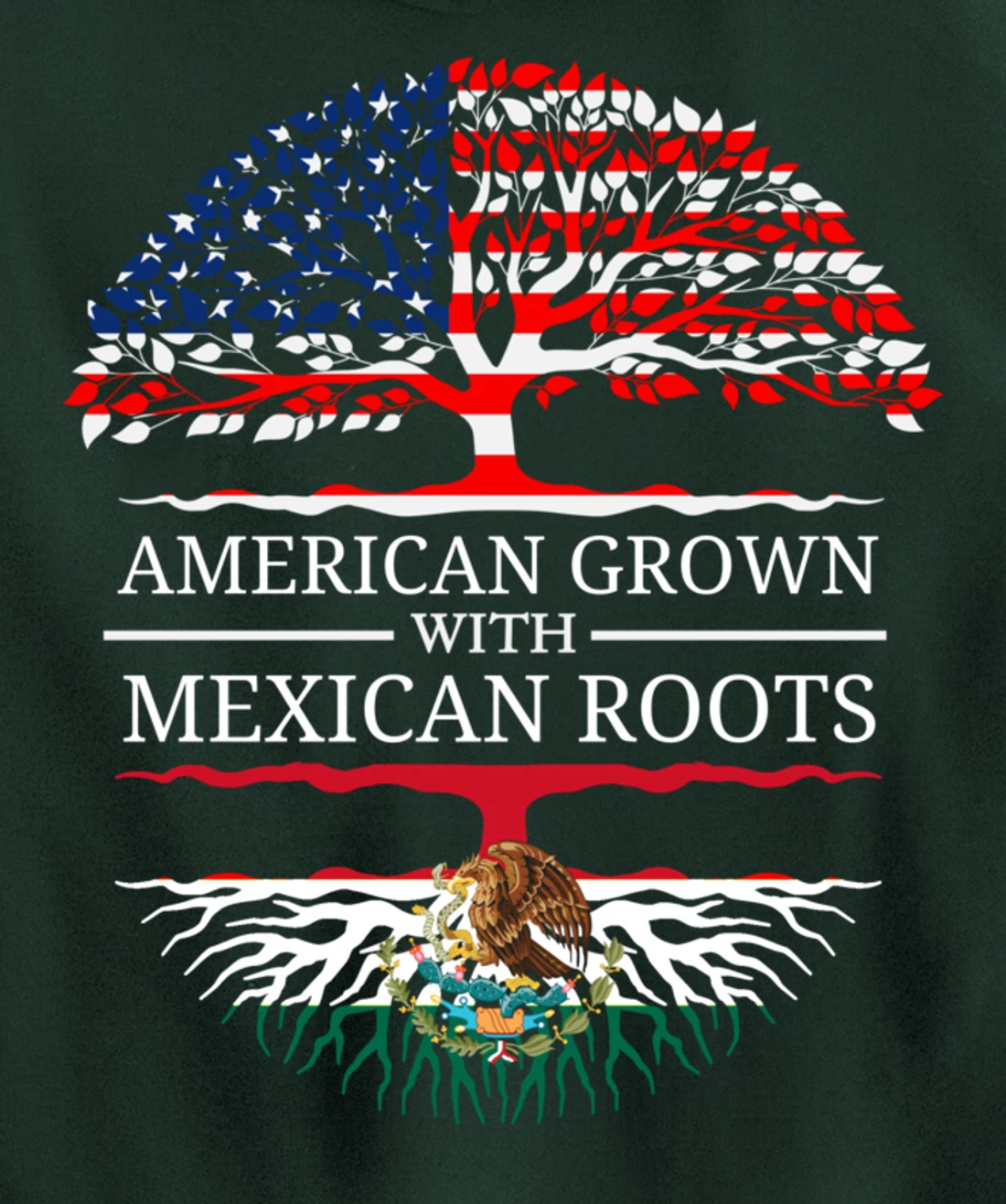 American Grown With Mexican Roots USA Flag Vintage Heritage Pullover Hoodie