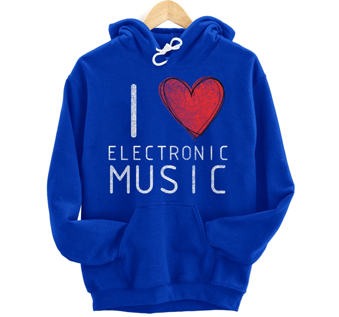 I love techno, techouse, electronic music cool distressed Pullover Hoodie