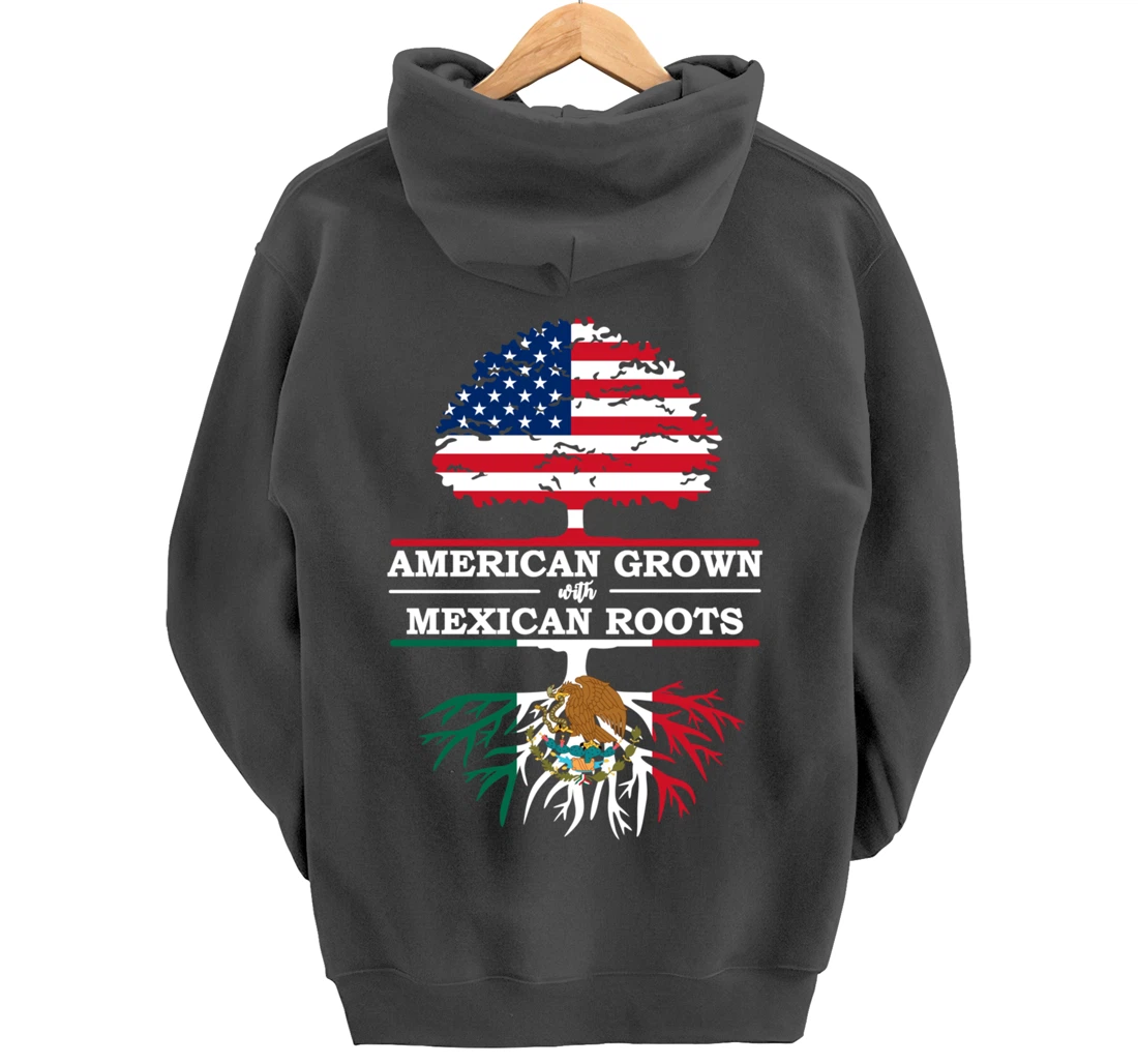 American Grown With Mexican Roots USA Flag Vintage Heritage Pullover Hoodie