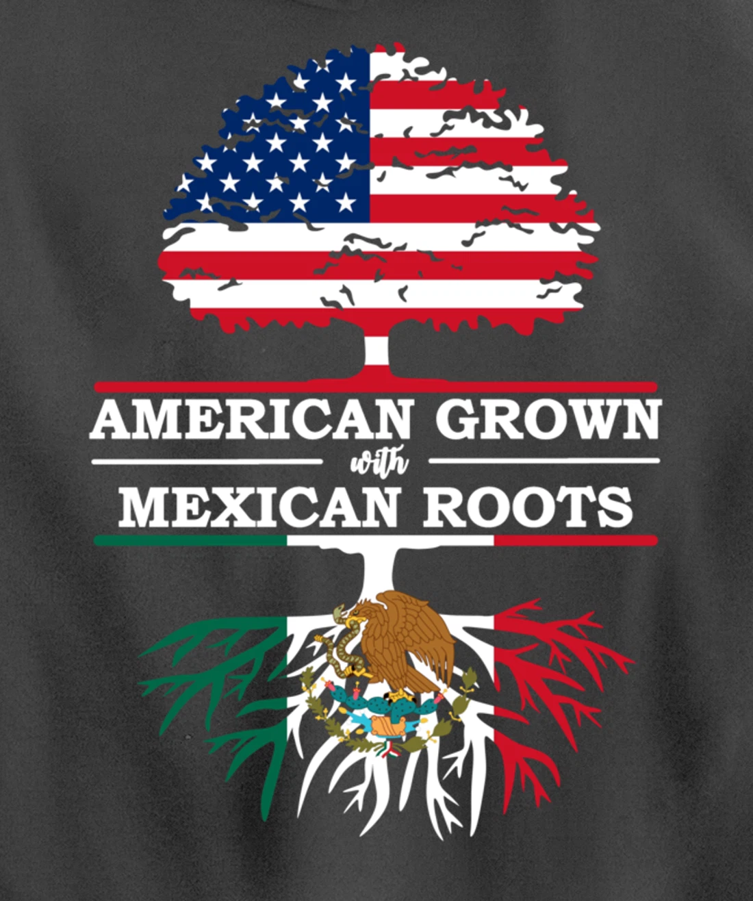 American Grown With Mexican Roots USA Flag Vintage Heritage Pullover Hoodie