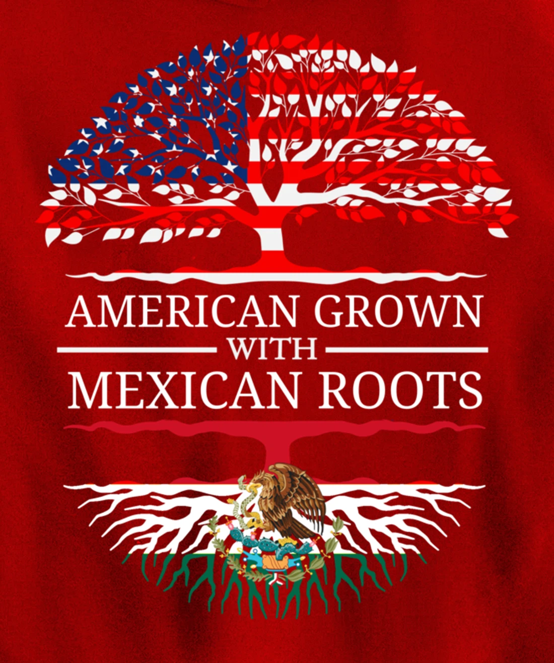 American Grown With Mexican Roots USA Flag Vintage Heritage Pullover Hoodie