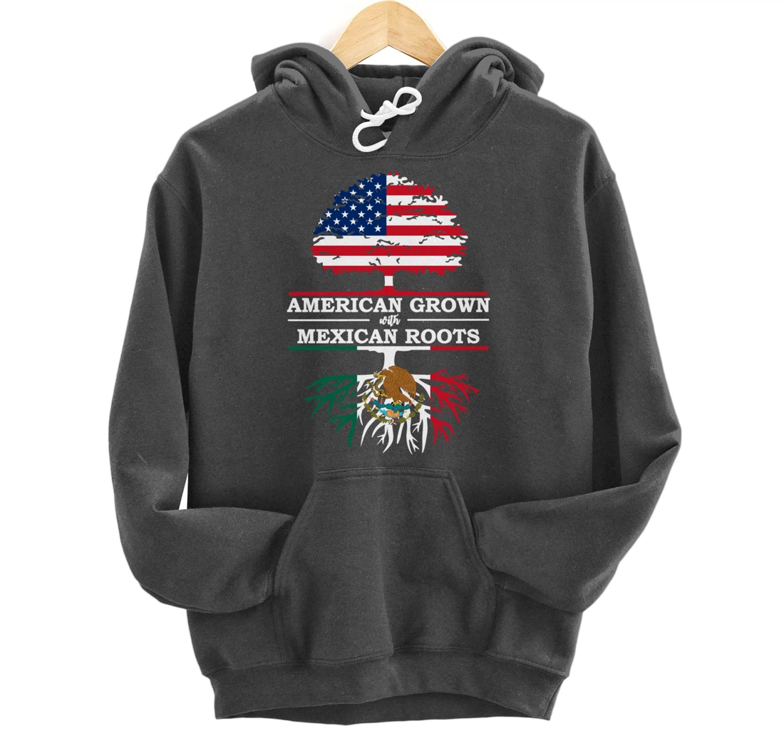 American Grown With Mexican Roots USA Flag Vintage Heritage Pullover Hoodie