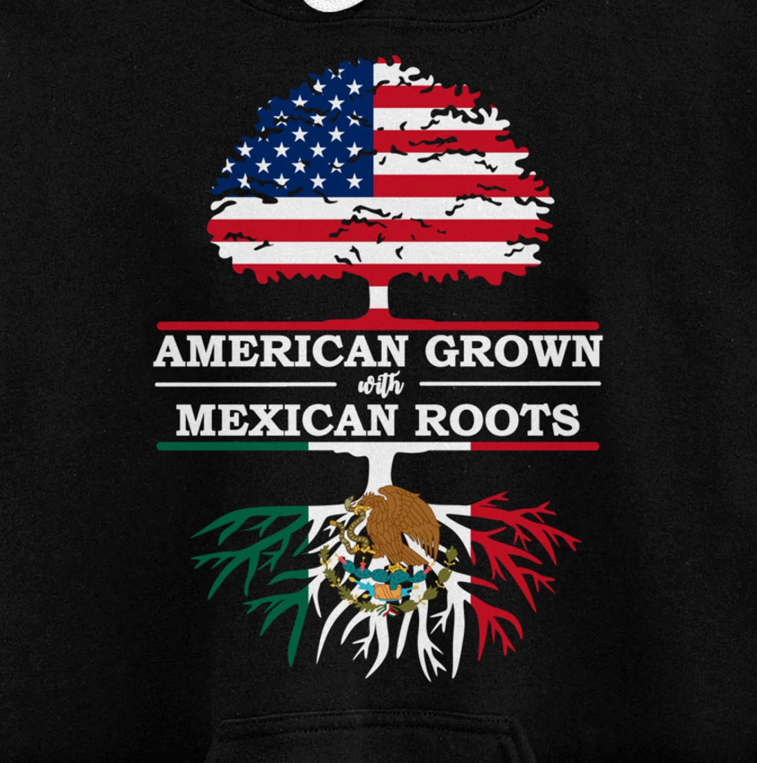 American Grown With Mexican Roots USA Flag Vintage Heritage Pullover Hoodie