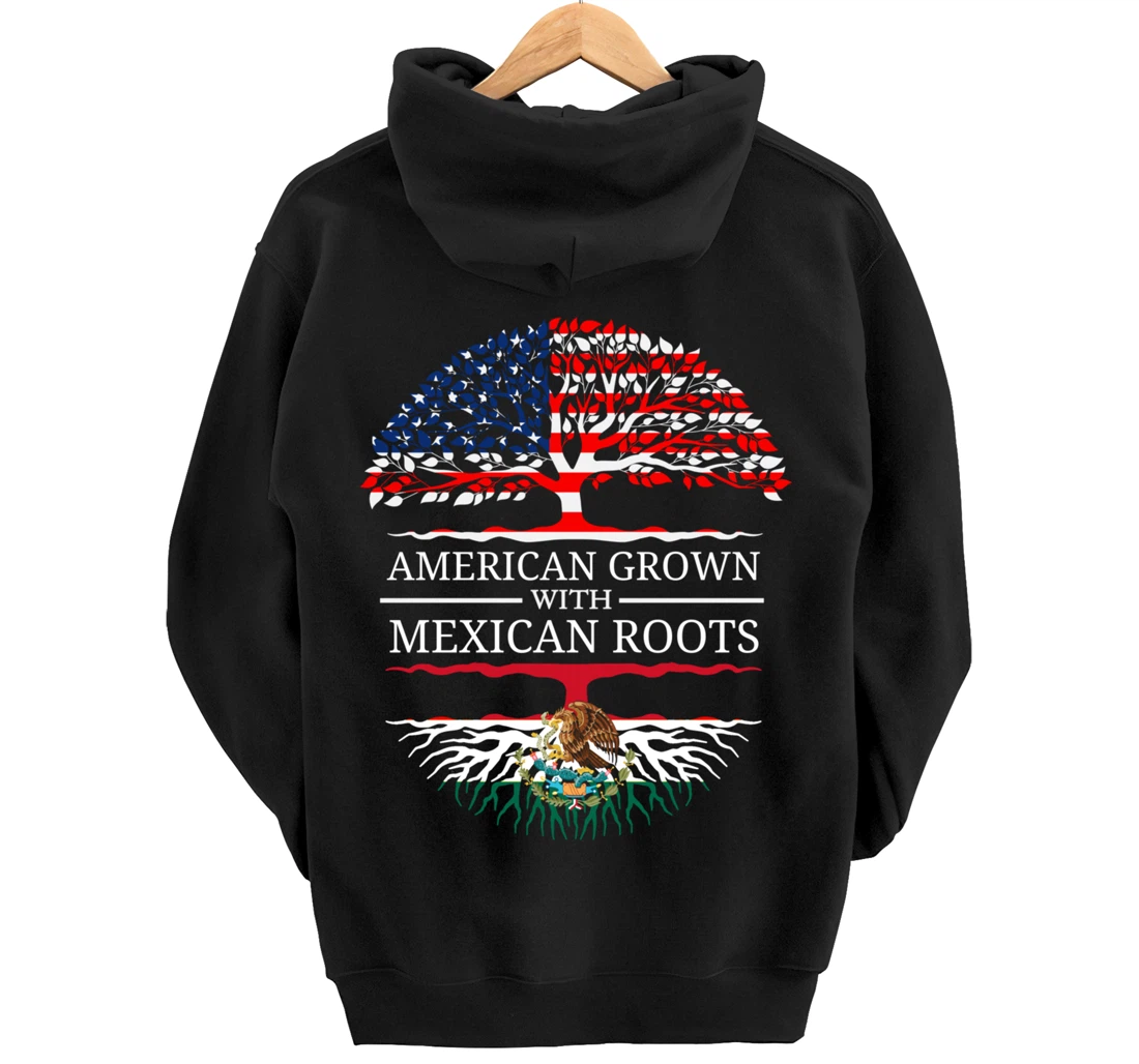 American Grown With Mexican Roots USA Flag Vintage Heritage Pullover Hoodie