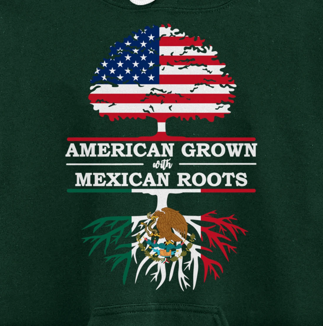 American Grown With Mexican Roots USA Flag Vintage Heritage Pullover Hoodie