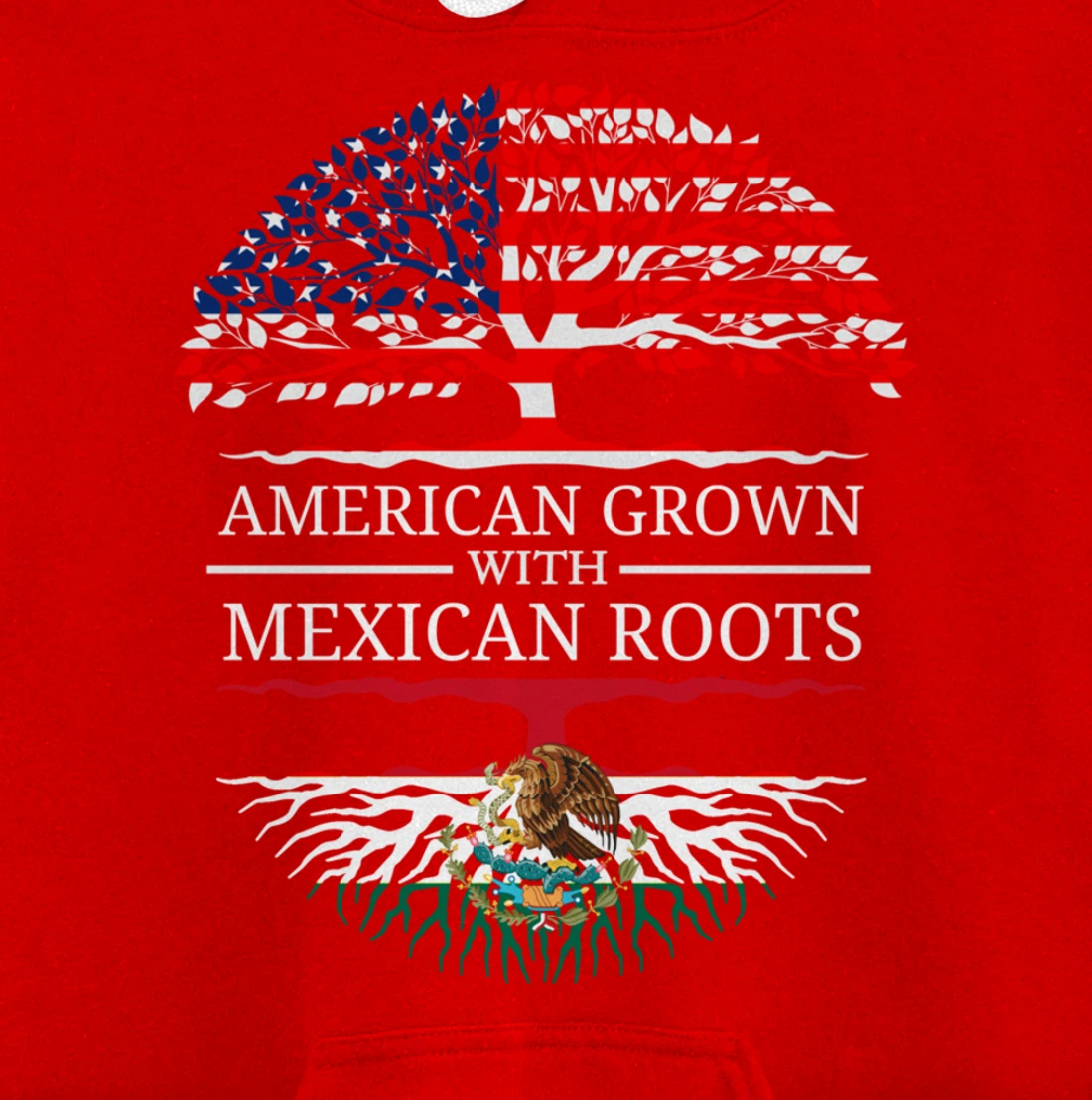 American Grown With Mexican Roots USA Flag Vintage Heritage Pullover Hoodie