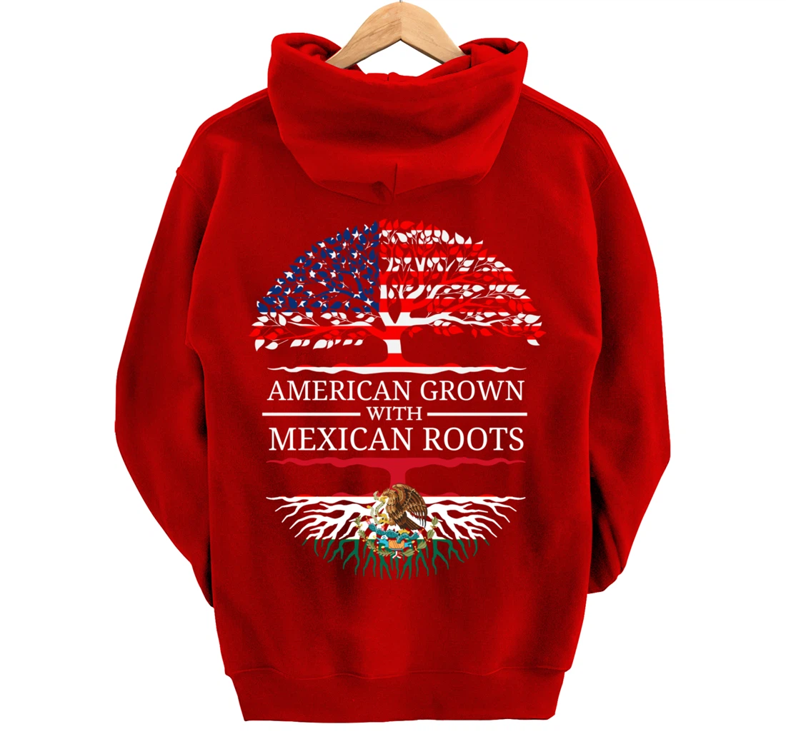 American Grown With Mexican Roots USA Flag Vintage Heritage Pullover Hoodie