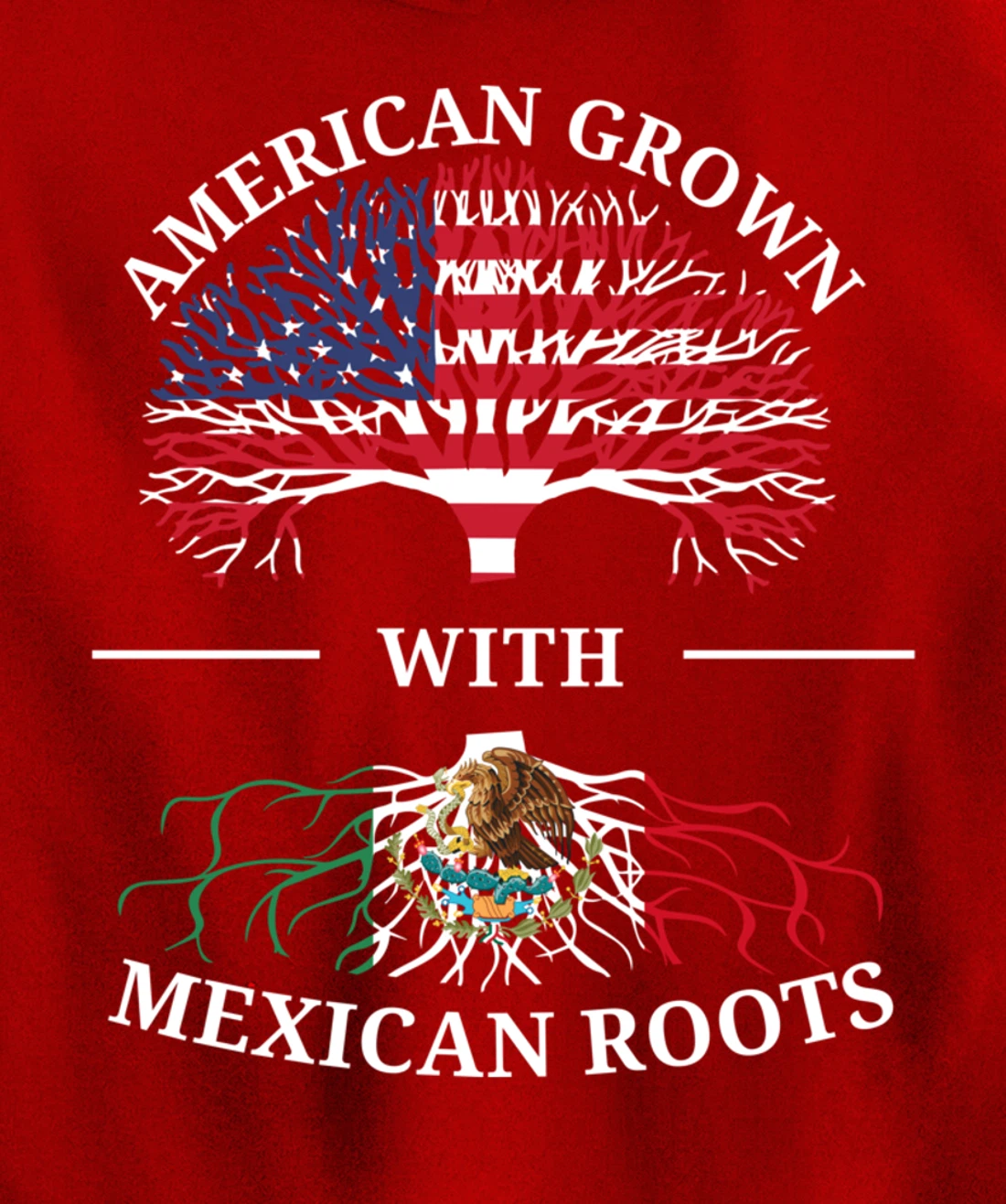 American Grown With Mexican Roots USA Flag Vintage Heritage Pullover Hoodie