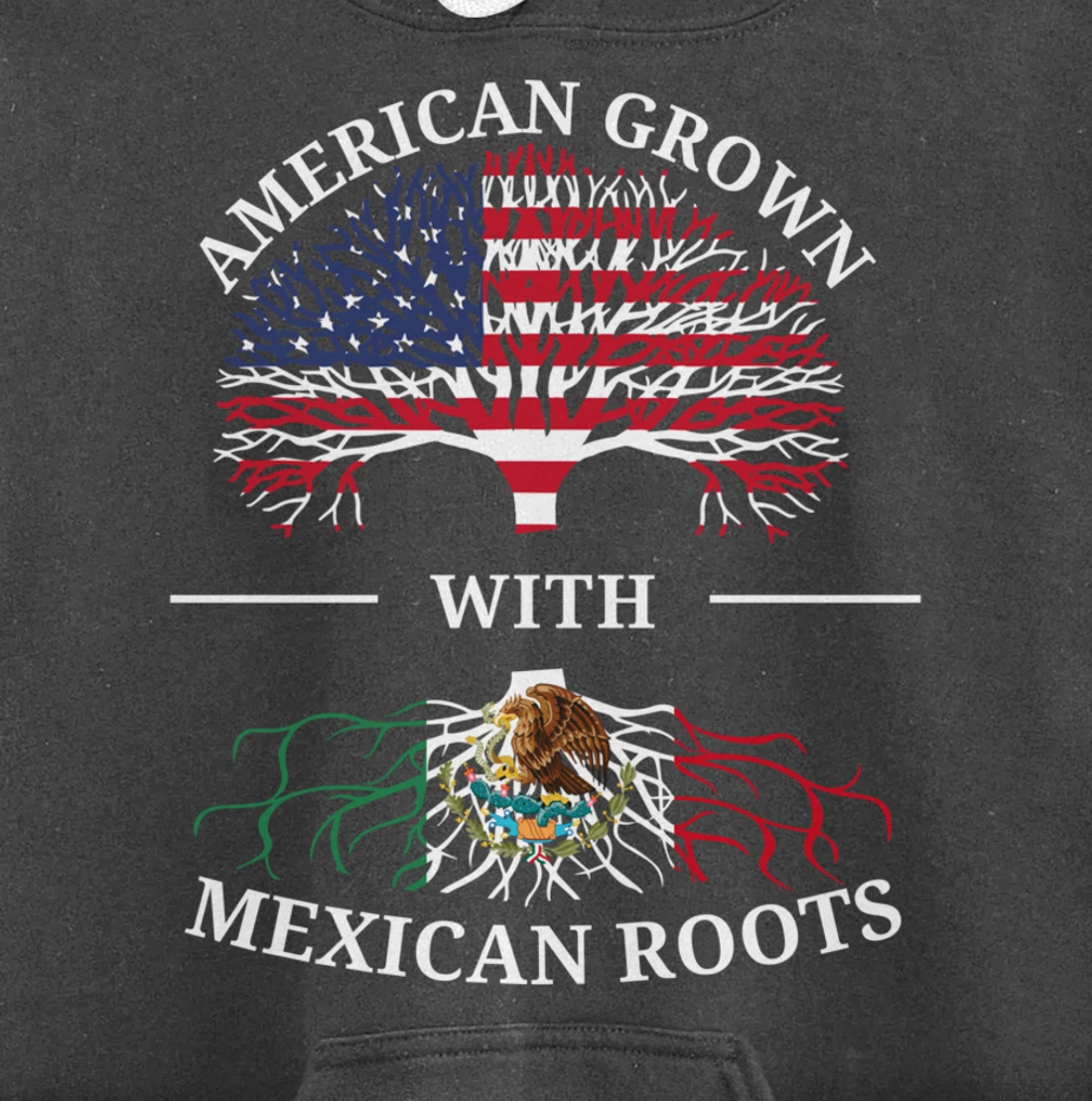 American Grown With Mexican Roots USA Flag Vintage Heritage Pullover Hoodie