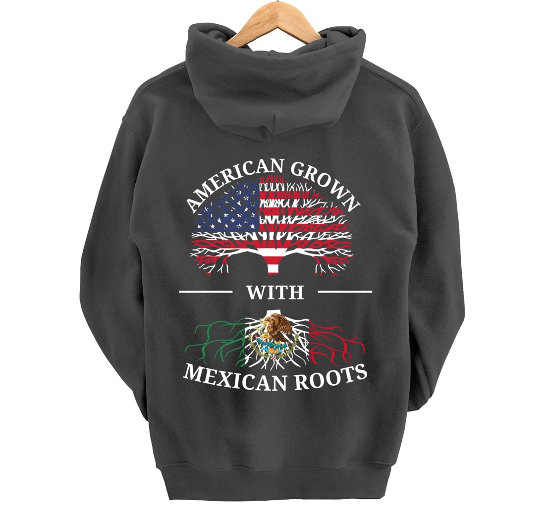 American Grown With Mexican Roots USA Flag Vintage Heritage Pullover Hoodie