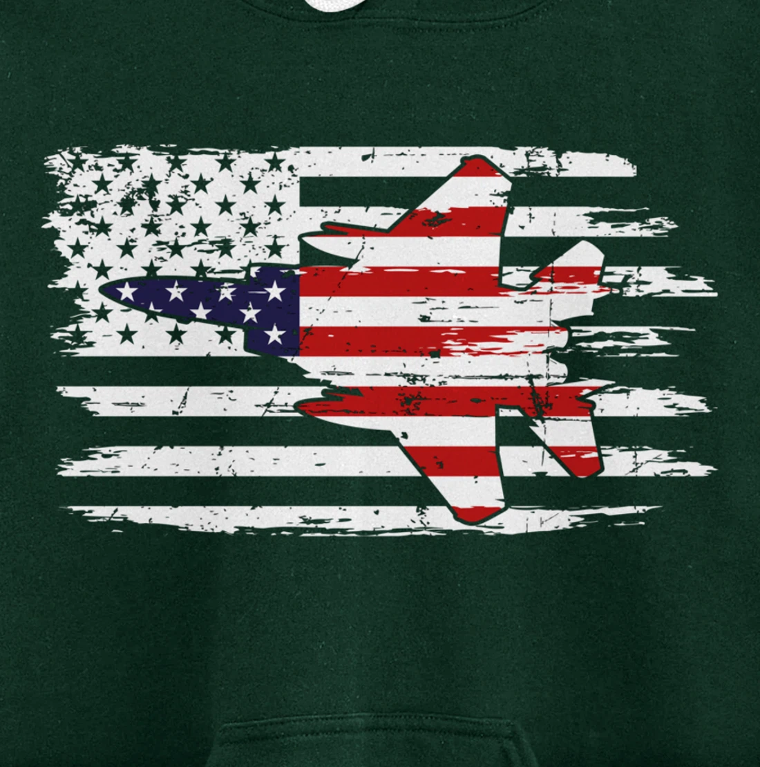 USA F-15 Jet Fighter Airplane Patriotic American Flag Pullover Hoodie