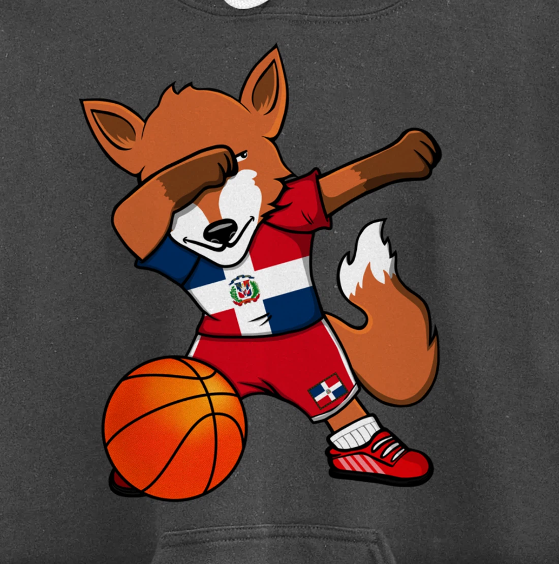 Dabbing Fox Dominican Republic Basketball Fans Jersey Sport Pullover Hoodie