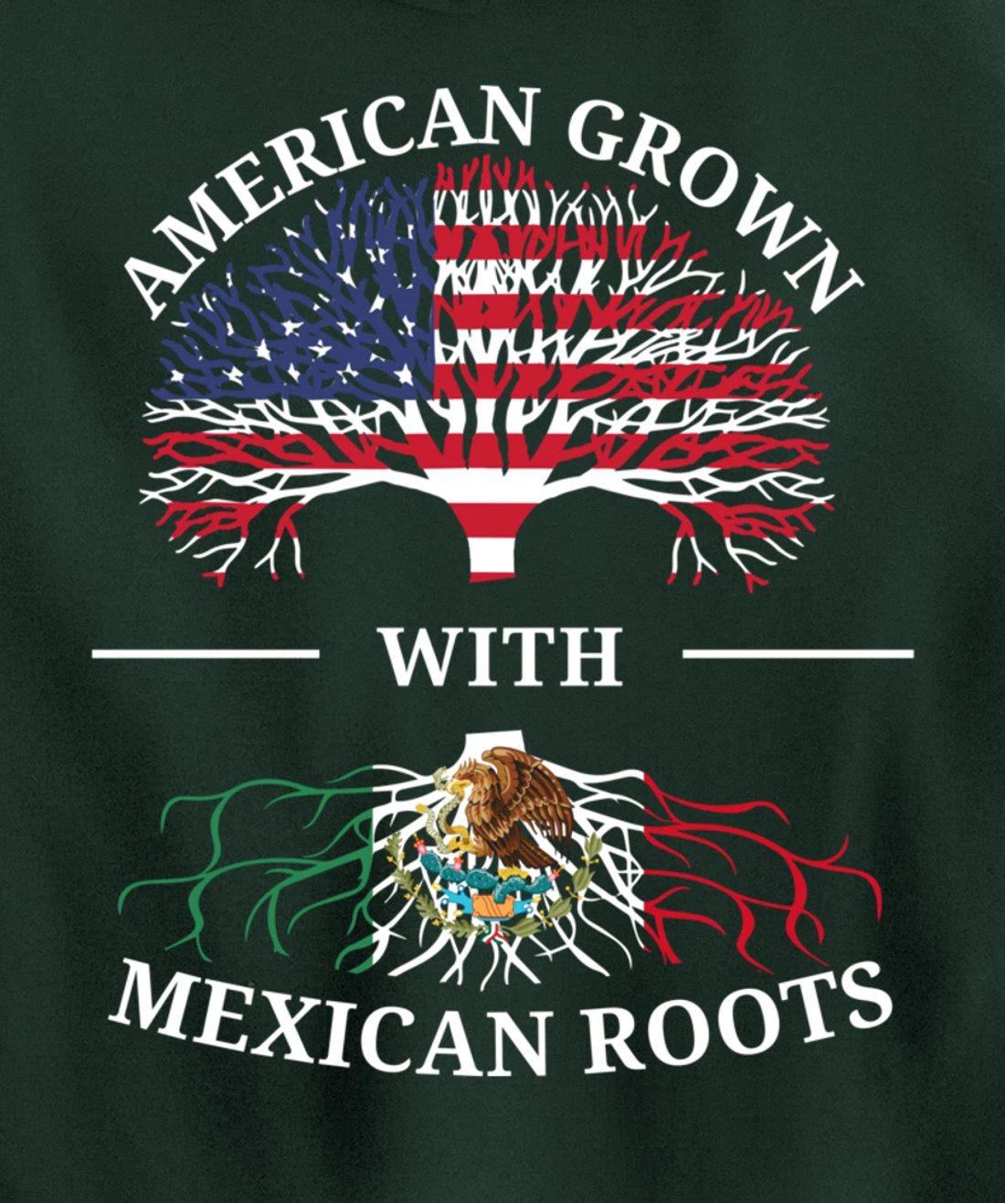 American Grown With Mexican Roots USA Flag Vintage Heritage Pullover Hoodie