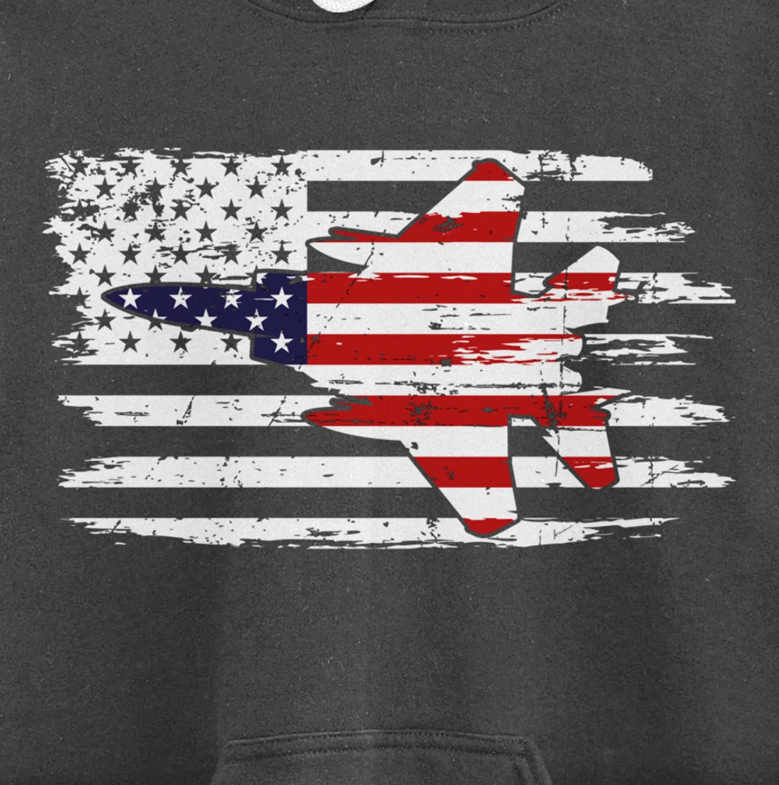 USA F-15 Jet Fighter Airplane Patriotic American Flag Pullover Hoodie