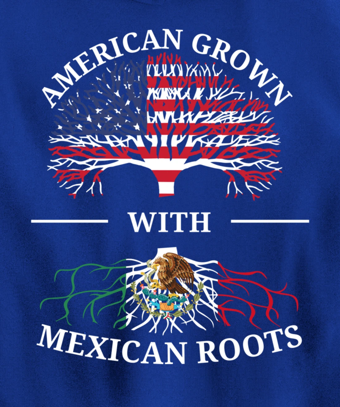 American Grown With Mexican Roots USA Flag Vintage Heritage Pullover Hoodie