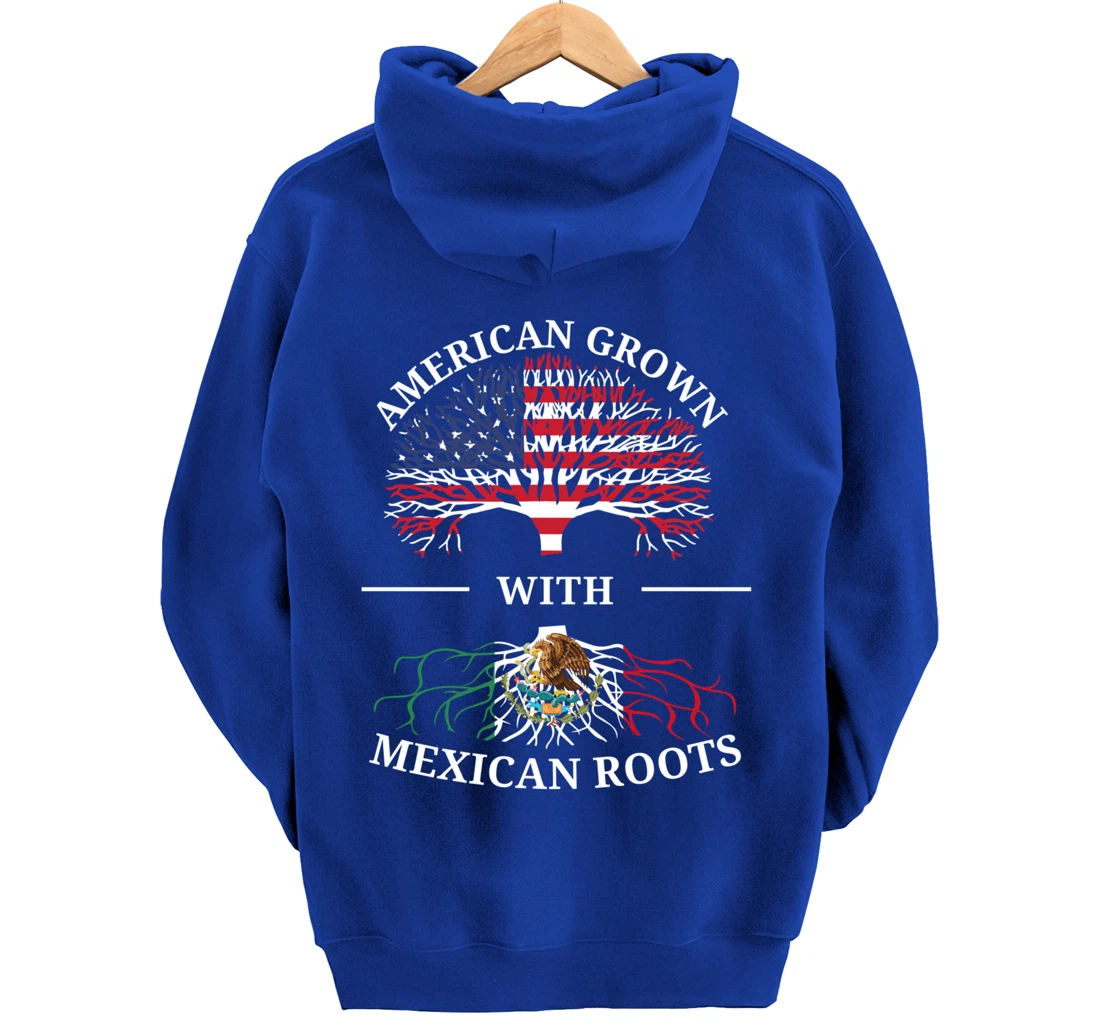 American Grown With Mexican Roots USA Flag Vintage Heritage Pullover Hoodie