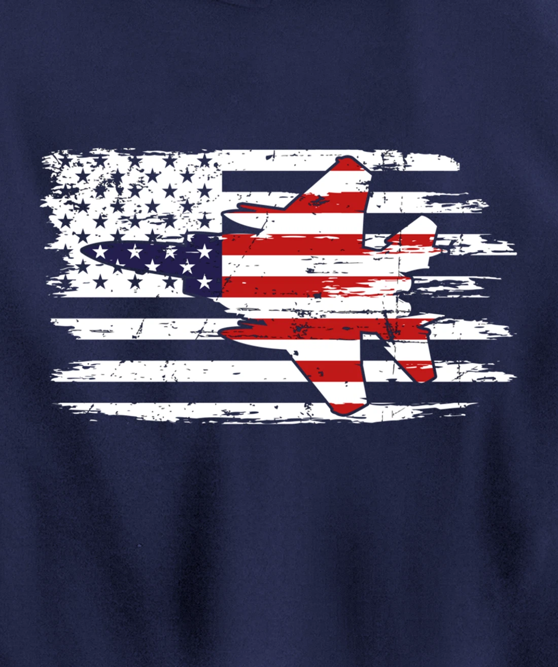 USA F-15 Jet Fighter Airplane Patriotic American Flag Pullover Hoodie