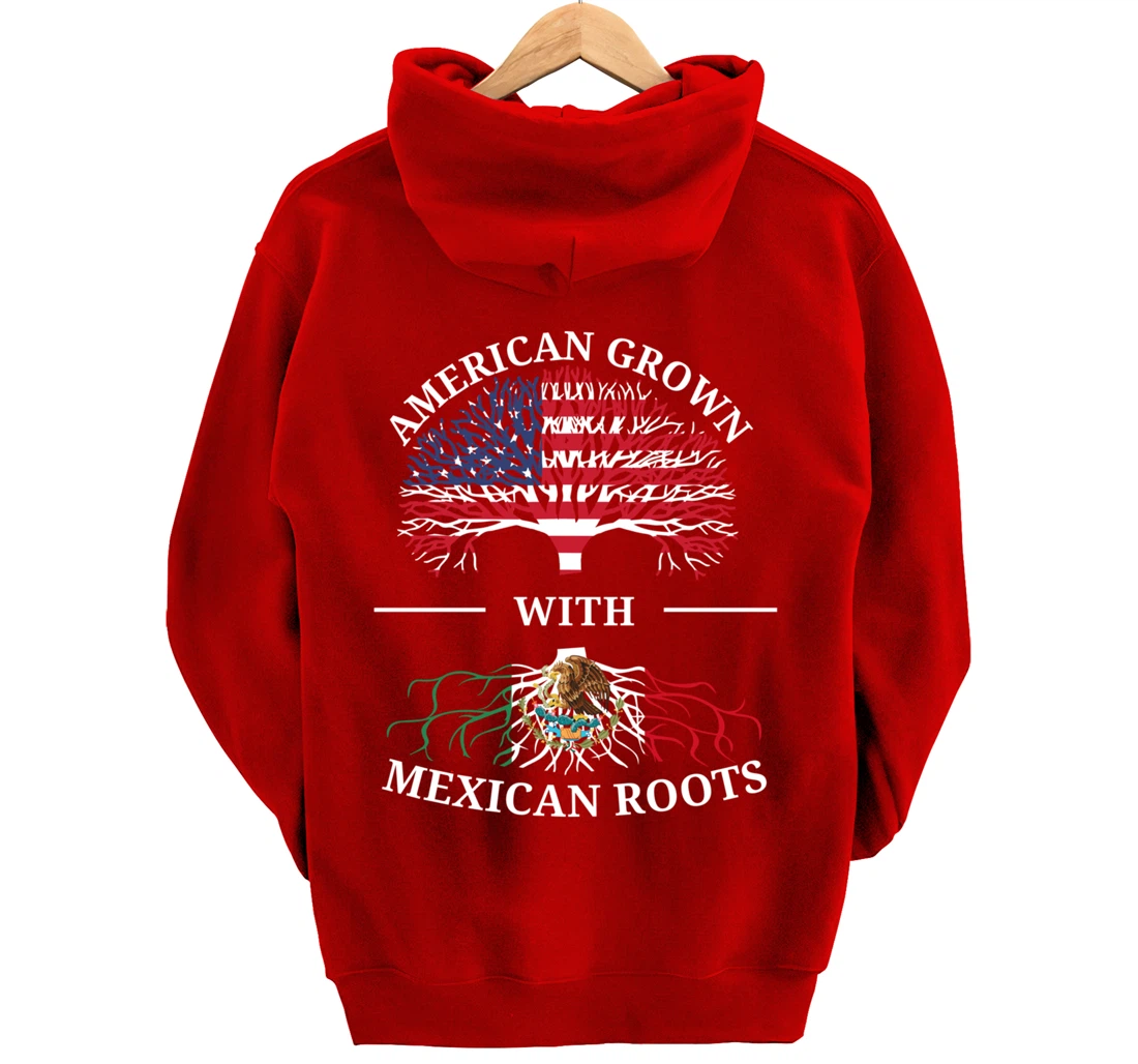 American Grown With Mexican Roots USA Flag Vintage Heritage Pullover Hoodie