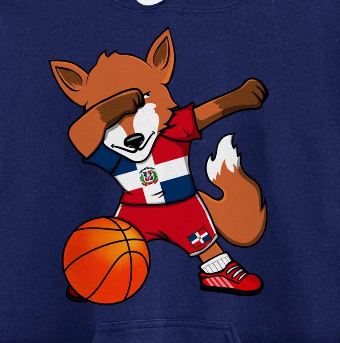 Dabbing Fox Dominican Republic Basketball Fans Jersey Sport Pullover Hoodie