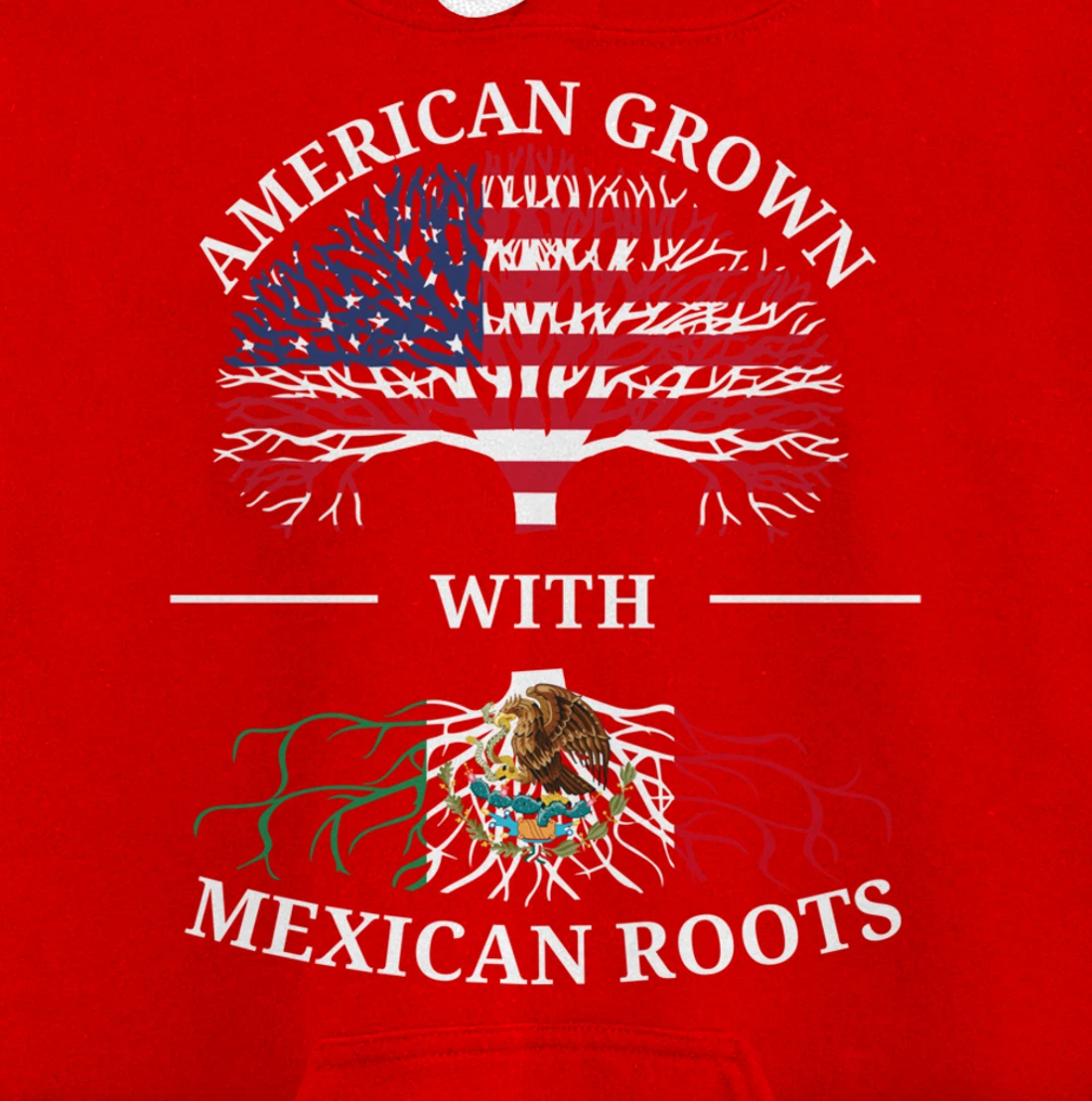 American Grown With Mexican Roots USA Flag Vintage Heritage Pullover Hoodie