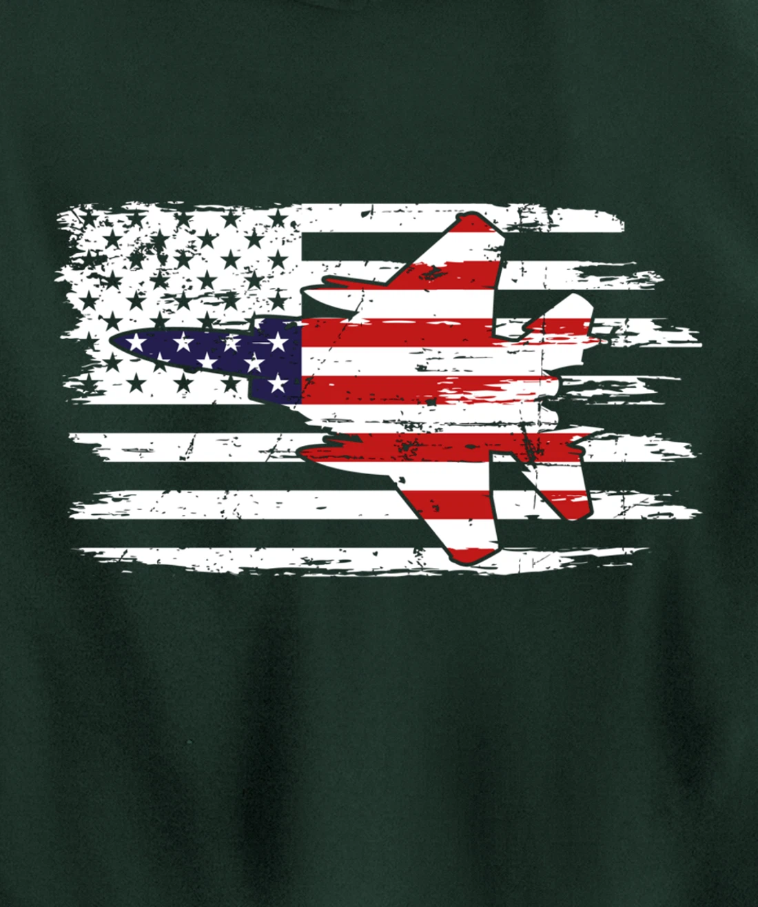 USA F-15 Jet Fighter Airplane Patriotic American Flag Pullover Hoodie