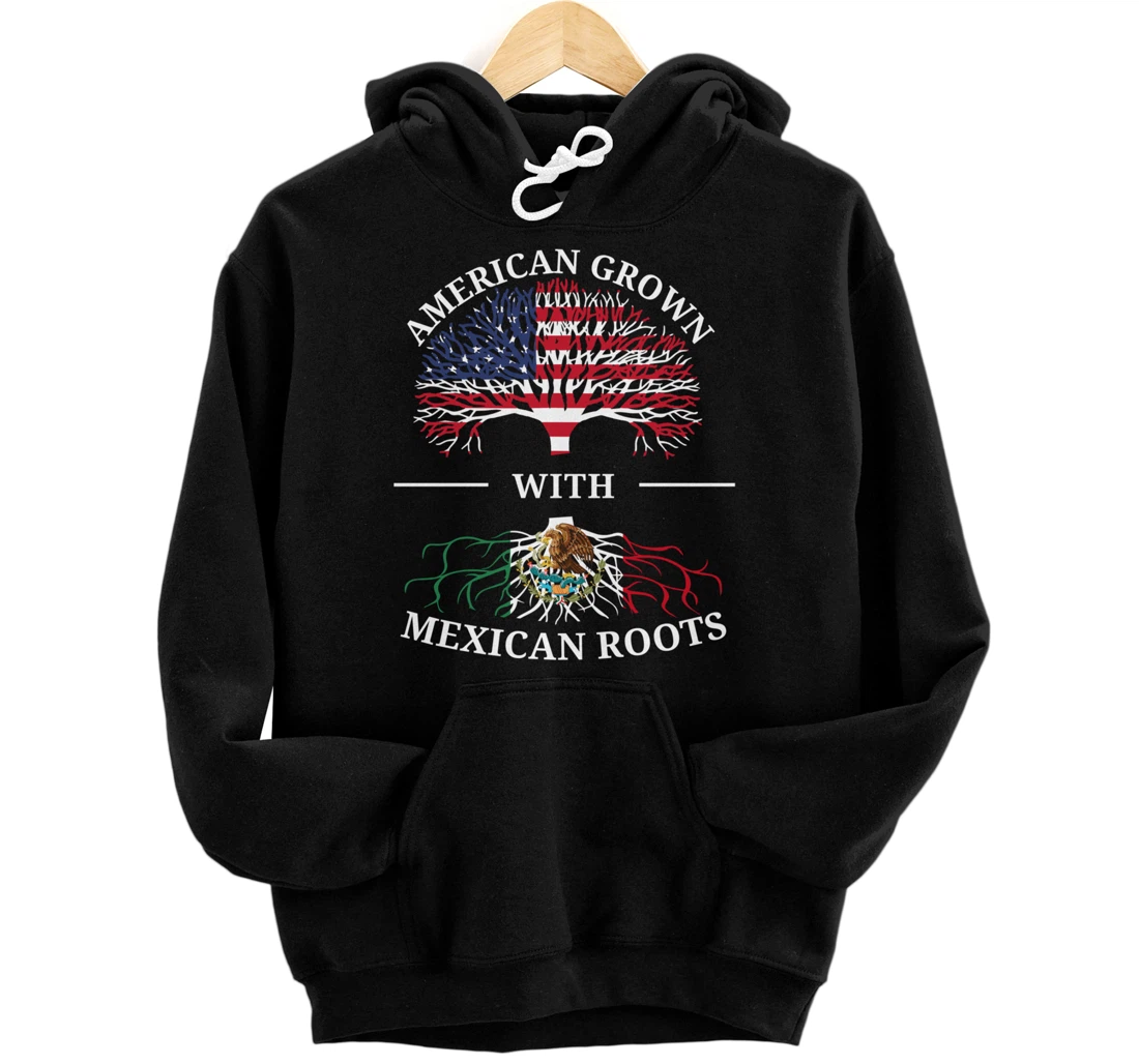 American Grown With Mexican Roots USA Flag Vintage Heritage Pullover Hoodie