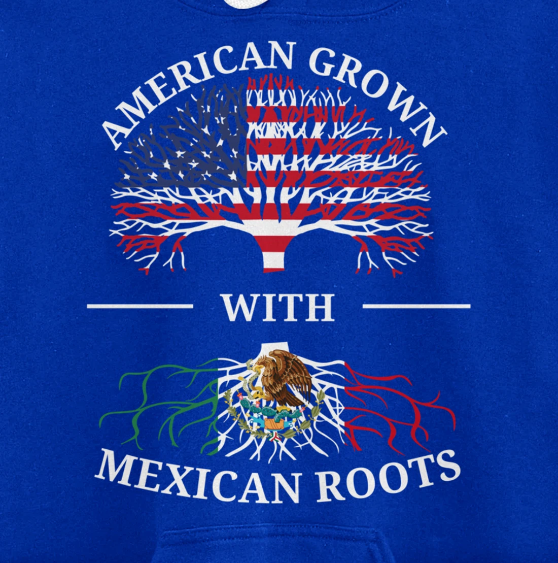 American Grown With Mexican Roots USA Flag Vintage Heritage Pullover Hoodie