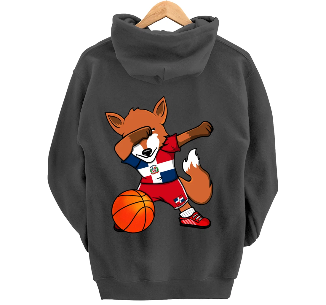 Dabbing Fox Dominican Republic Basketball Fans Jersey Sport Pullover Hoodie