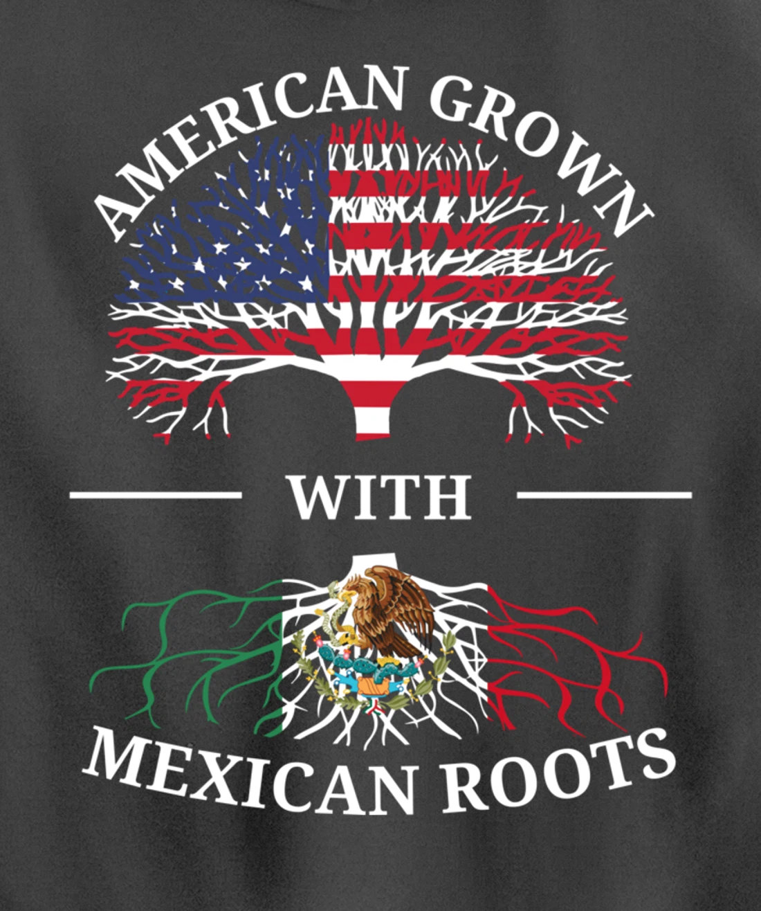 American Grown With Mexican Roots USA Flag Vintage Heritage Pullover Hoodie