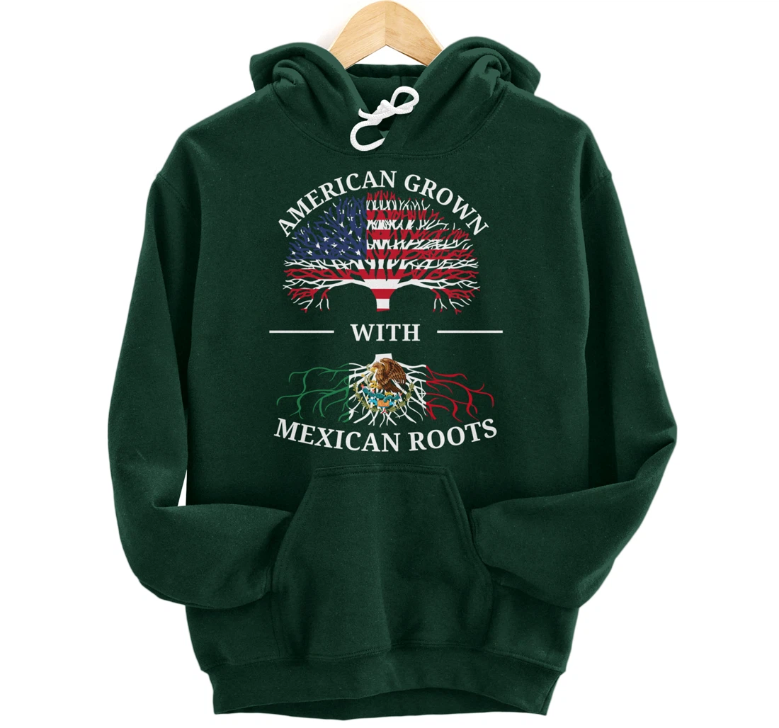 American Grown With Mexican Roots USA Flag Vintage Heritage Pullover Hoodie