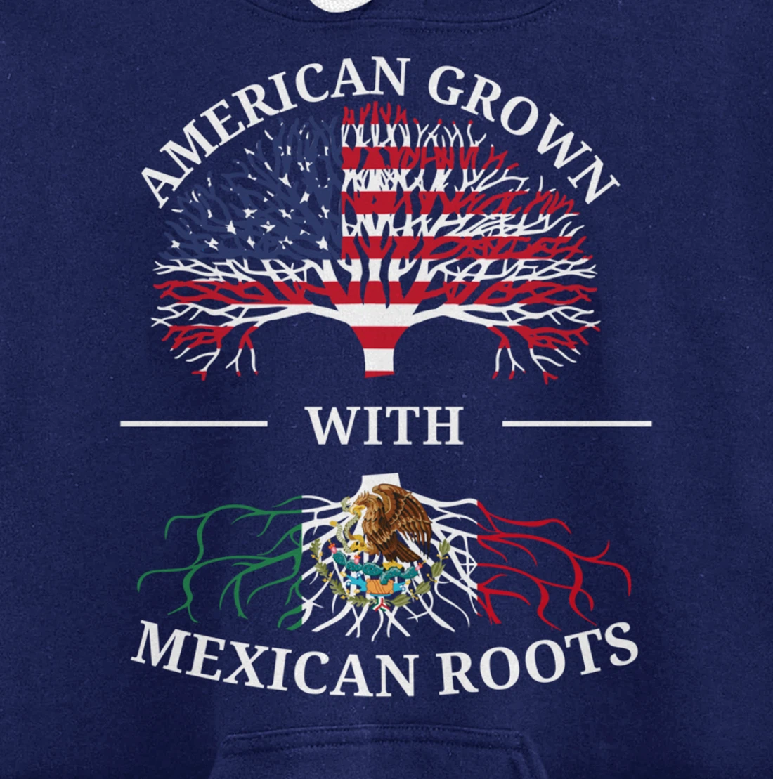 American Grown With Mexican Roots USA Flag Vintage Heritage Pullover Hoodie