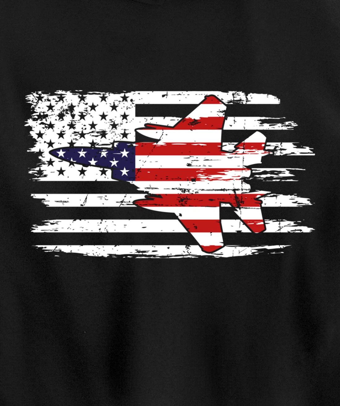 USA F-15 Jet Fighter Airplane Patriotic American Flag Pullover Hoodie