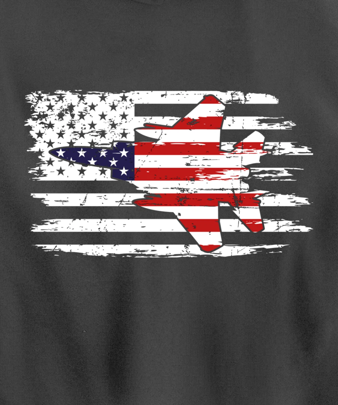 USA F-15 Jet Fighter Airplane Patriotic American Flag Pullover Hoodie