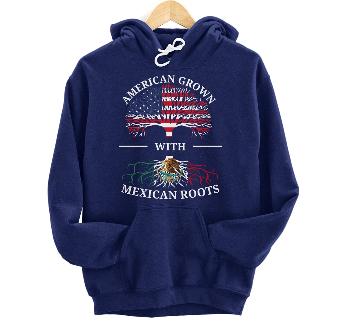 American Grown With Mexican Roots USA Flag Vintage Heritage Pullover Hoodie