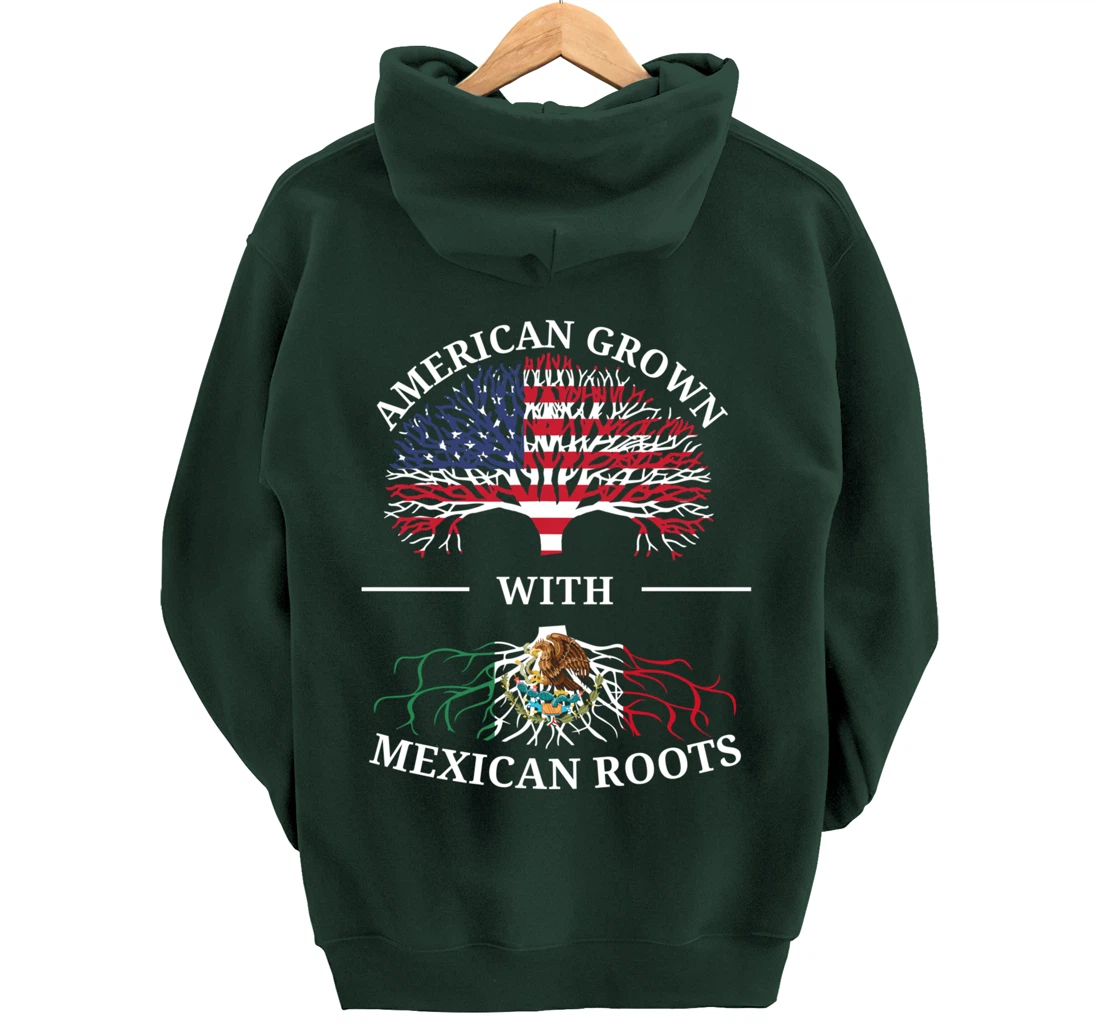 American Grown With Mexican Roots USA Flag Vintage Heritage Pullover Hoodie