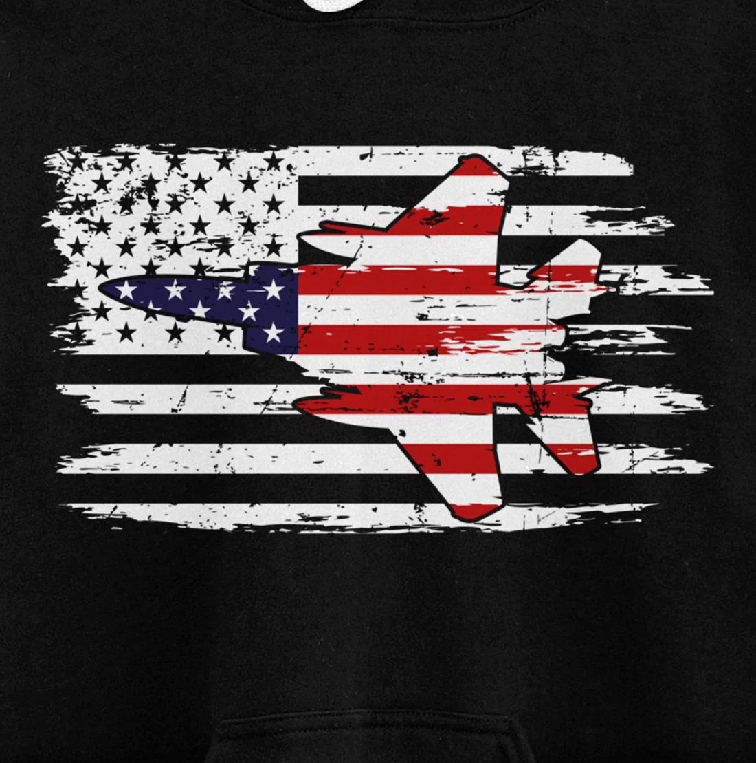 USA F-15 Jet Fighter Airplane Patriotic American Flag Pullover Hoodie