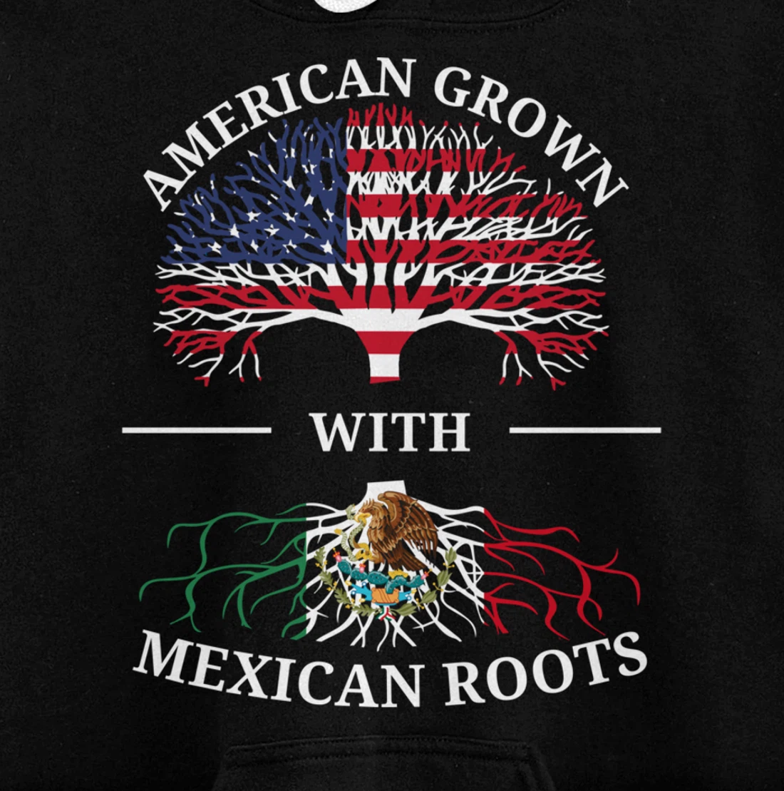 American Grown With Mexican Roots USA Flag Vintage Heritage Pullover Hoodie