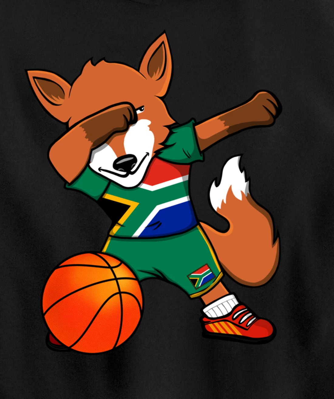 Dabbing Fox South Africa Basketball Fans Jersey Flag Sport Pullover Hoodie