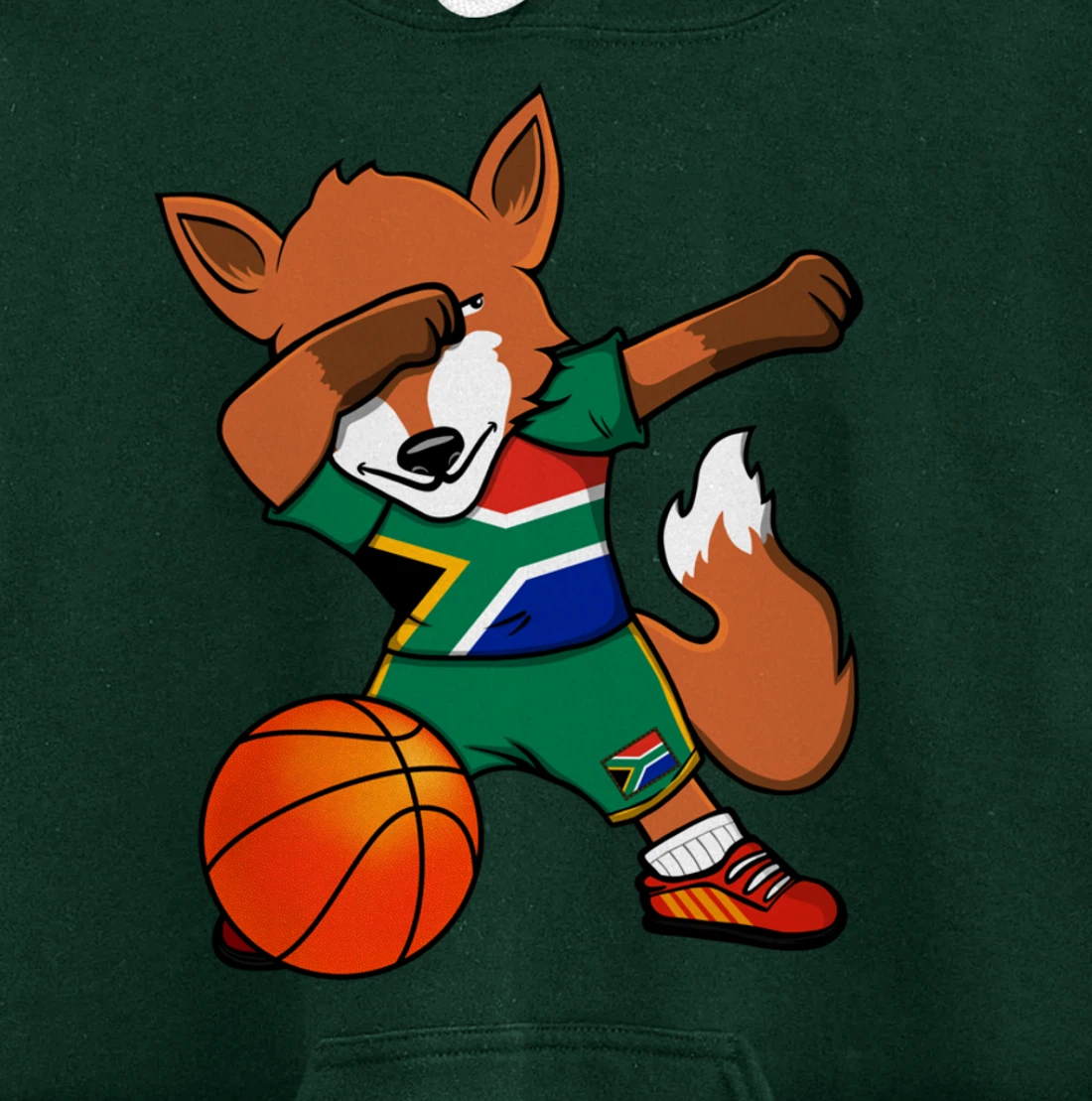 Dabbing Fox South Africa Basketball Fans Jersey Flag Sport Pullover Hoodie