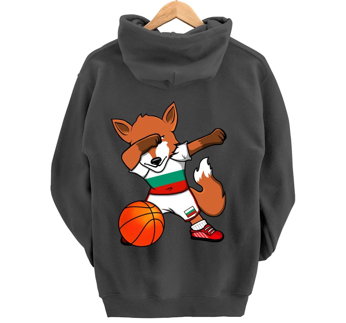 Dabbing Fox Bulgaria Basketball Fans Jersey Bulgarian Flag Pullover Hoodie