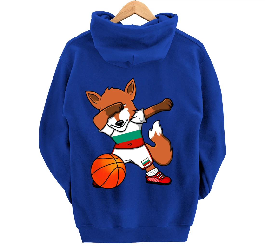 Dabbing Fox Bulgaria Basketball Fans Jersey Bulgarian Flag Pullover Hoodie