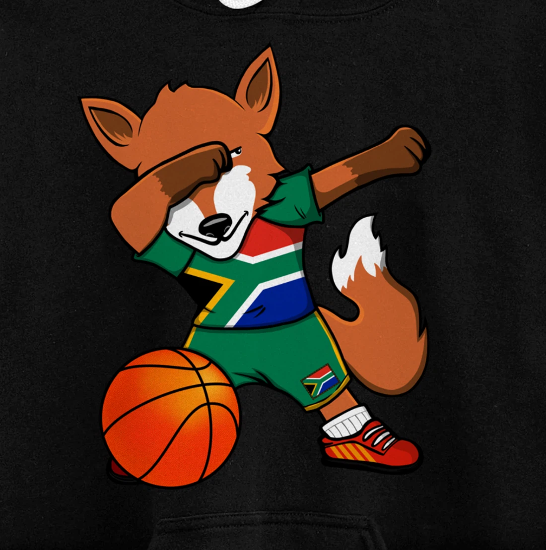 Dabbing Fox South Africa Basketball Fans Jersey Flag Sport Pullover Hoodie