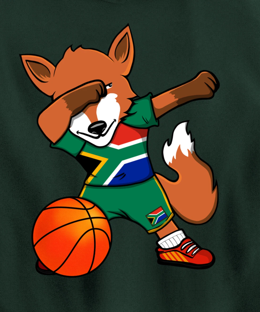 Dabbing Fox South Africa Basketball Fans Jersey Flag Sport Pullover Hoodie