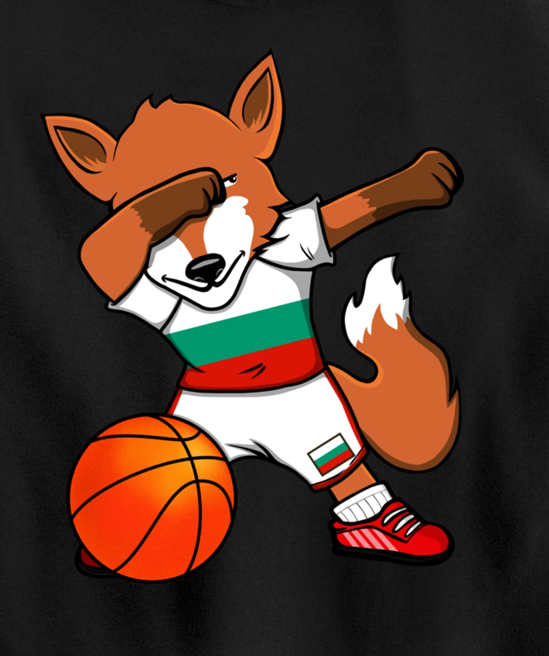Dabbing Fox Bulgaria Basketball Fans Jersey Bulgarian Flag Pullover Hoodie