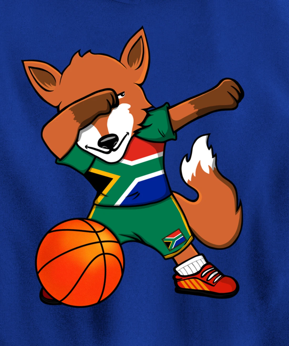 Dabbing Fox South Africa Basketball Fans Jersey Flag Sport Pullover Hoodie