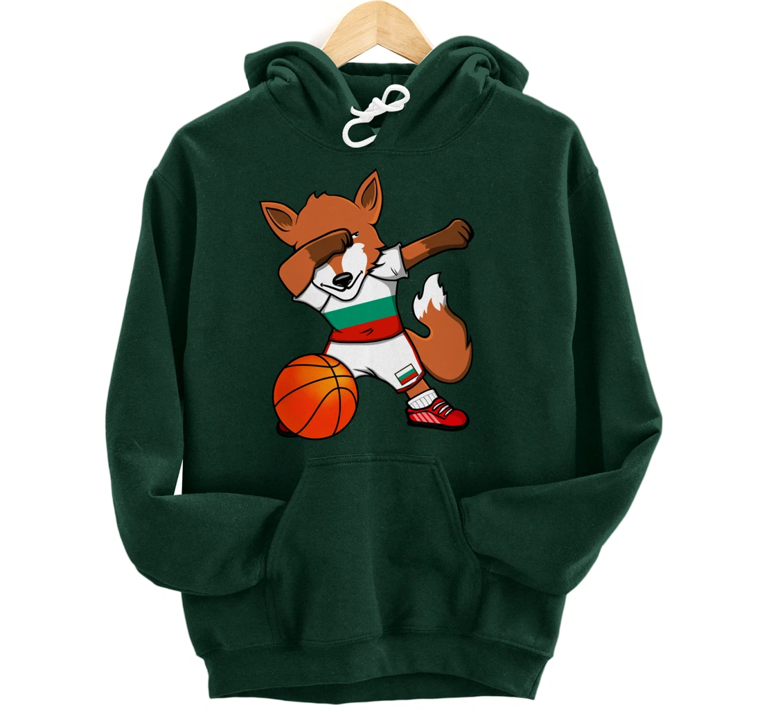 Dabbing Fox Bulgaria Basketball Fans Jersey Bulgarian Flag Pullover Hoodie