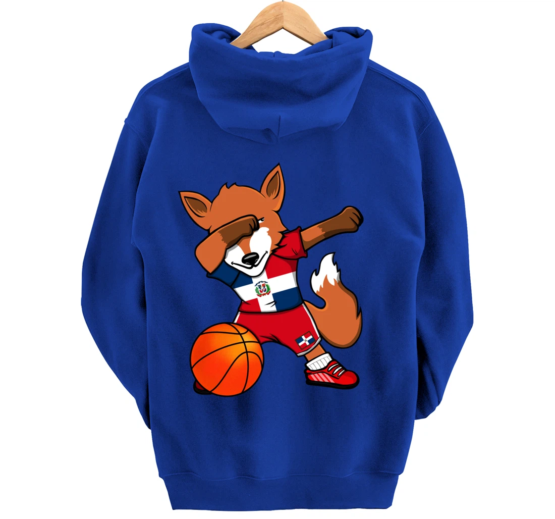 Dabbing Fox Dominican Republic Basketball Fans Jersey Sport Pullover Hoodie